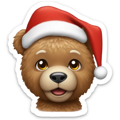 teddy bear with christmas hat  sticker