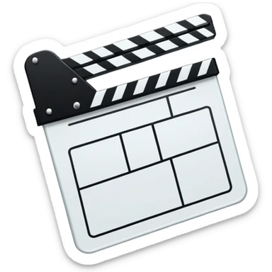 movie clapper outline only, just two rectangles with a diagonal line, no fill, black line art only sticker