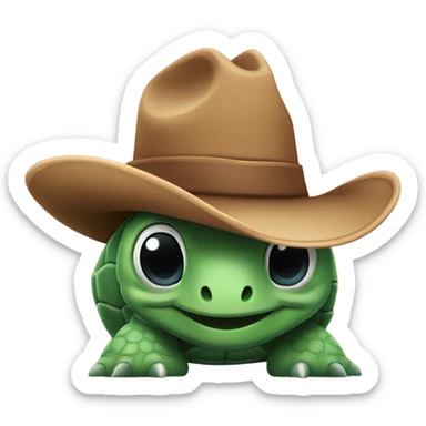 Turtle wearing a cowboy hat  sticker