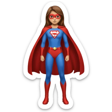 fille  brune en entier cheveux tres long et lisse super heros sticker