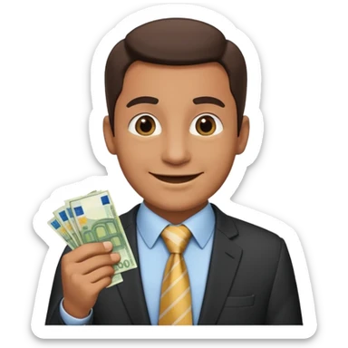 AN UNCLE with a tie in business clothes and with euro money
 sticker