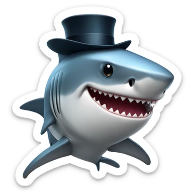 Shark with a top hat sticker