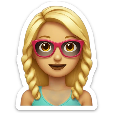 chica rubia con chico de barba y chica pelirroja con gafas sticker