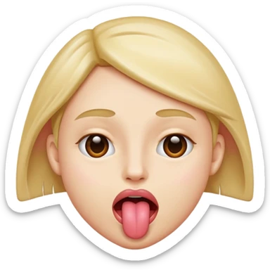 face with tongue out with hands on the side facing out sticker