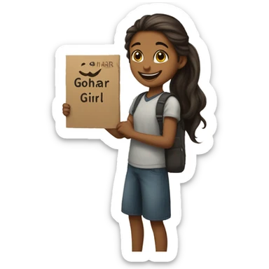 The class holds up a sign that says Gohar, and Gohar stands and is happy to see that Gohar is a girl. sticker