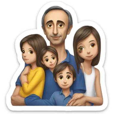 Éric Zemmour avec ses enfants des couleurs sticker