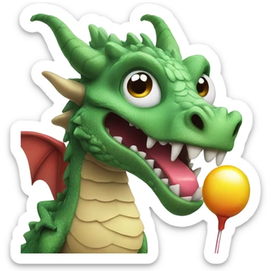 Dragon with big eyelashes and a lollipop sticker