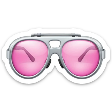 pink lens safety glasses with reflective silver frame, industrial protection sticker