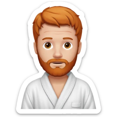 ginger hair bearded man with bath robe on his shoulder sticker