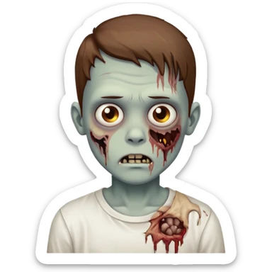 zombie boy with brown hair and white shirt sticker