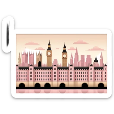 london in beige brown and pink tones sticker