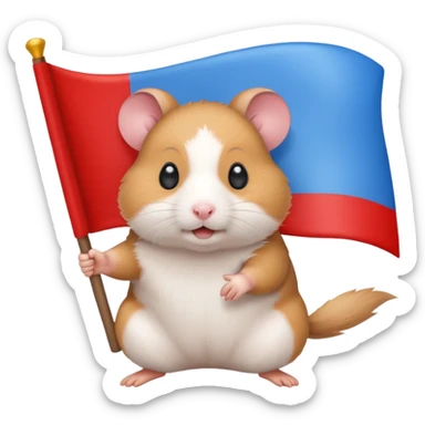 a hamster holding a white-blue-red flag emoji sticker