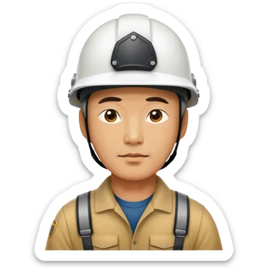 photorealistic korean worker middle age man 
in a helmet sticker