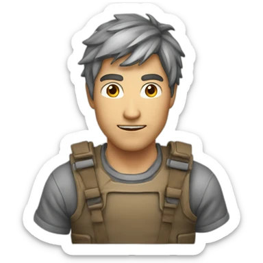 basic game character template, man, front, FS sticker