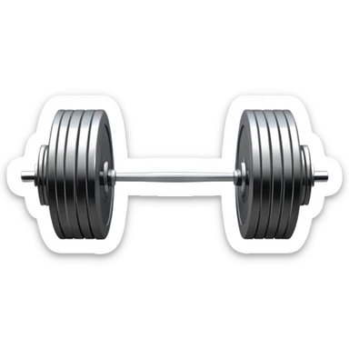 An emblem symbolizing weightlifting with a stylized barbell in the center, set against a simple, clean background. The barbell is prominent and sleek, with no athlete included. The design is bold, modern, and minimalistic sticker