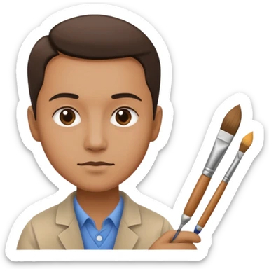 the artist paints a portrait sticker