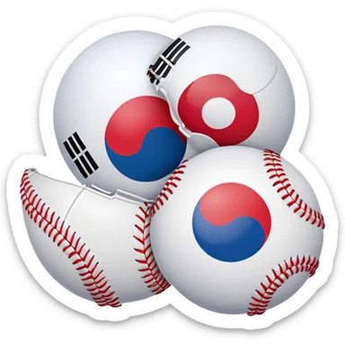South Korean flag with two baseballs sticker