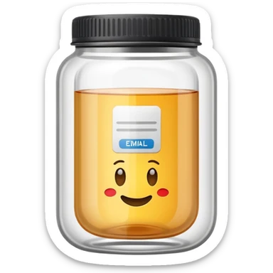 emoji of tubes and jar with brand labels, minimalistic design sticker