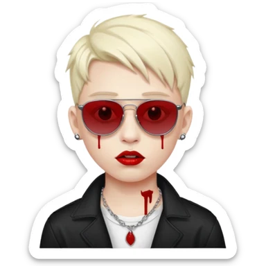 boy high fashion model with lip piercing sunglasses blood  sticker