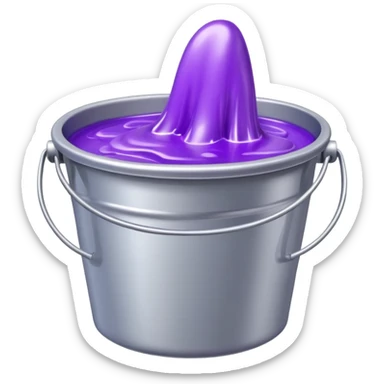 shiny silver bucket with purple slime sticker