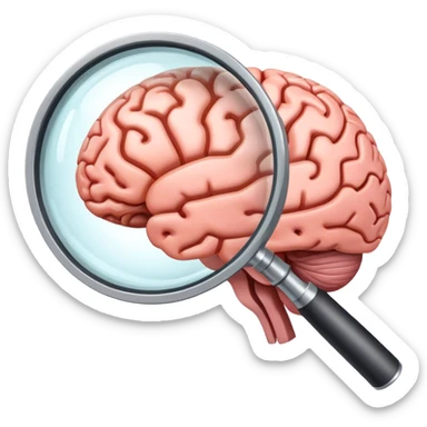 a brain behind a magnifying lens sticker
