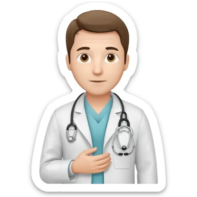 Cardiac sonographer male long white coat or scrubs sticker