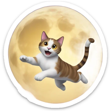 Cat jumping over moon sticker