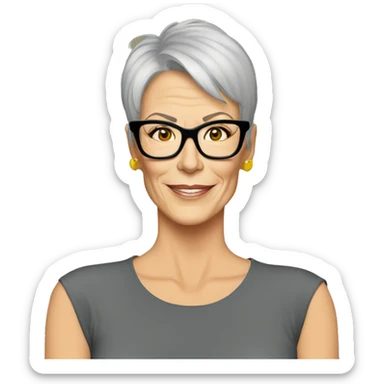 jamie lee curtis cartoon wearing tee sticker