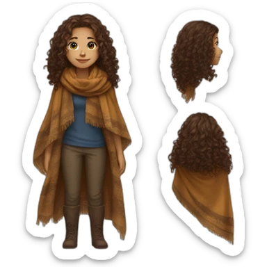 Girl with beorn long curly hair in riffindor scarf clothes sticker