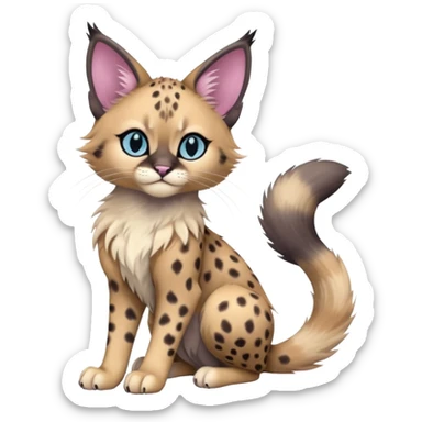 Dark Edgy Cute Pastel Ragdoll-Caracal-Cheetah-Fakémon-Lykoi-feline-hybrid (full body) sticker