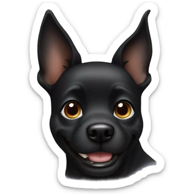 Black dog with pointy ears smiling sticker