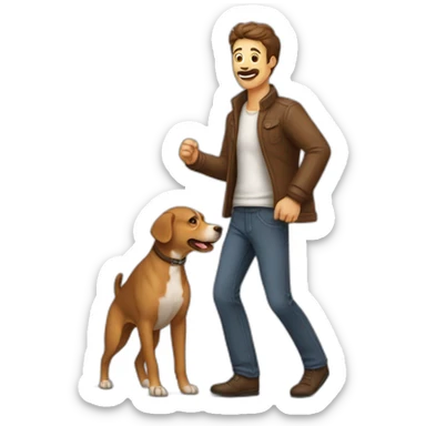 Homme qui se fait poursuivre pars un chien sticker