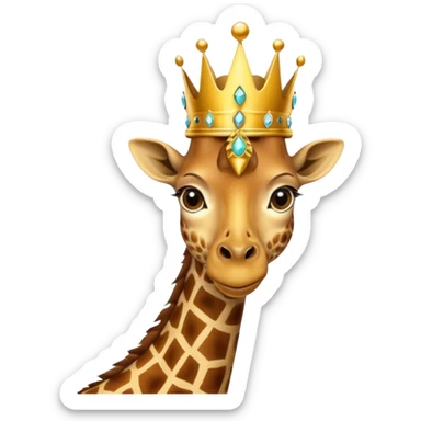 giraffe with jewellery and crown with birds flying around head sticker
