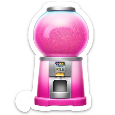 Pink ombre round bubblegum machine with glitter  sticker