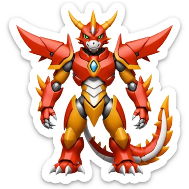 Digitigrade Cool Badass Wargreymon-Guilmon-Pokémon-Digimon-Fakémon-fusion-hybrid-creature sticker