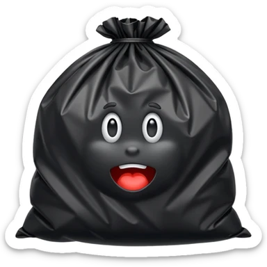 trash bag with nothin on it, just the plain trash bag, no face sticker