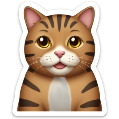 Fat brown striped cat sticker