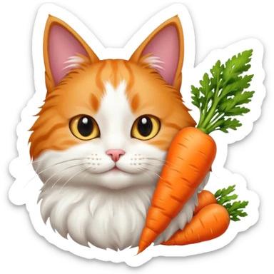 a carrot which is hold a cat sticker