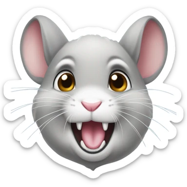 A chinchilla with its mouth open, like the PogChamp emote. sticker