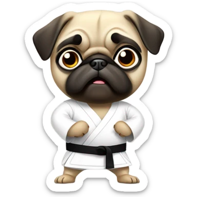 Pug doing karate sticker