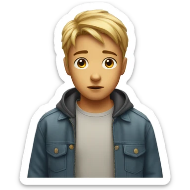 A young boy looking concerned  sticker