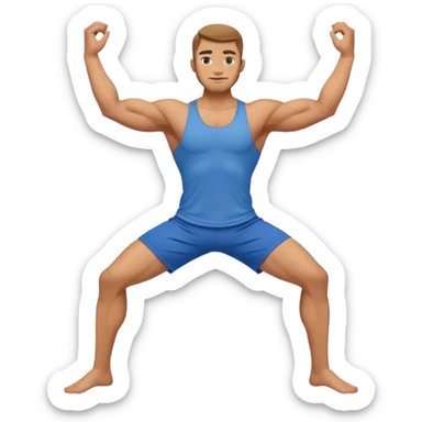 buff man blue shorts warrior-II-yoga sticker