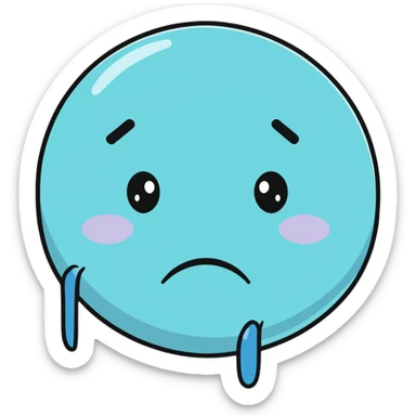 Sad crying face with tears streaming down sticker