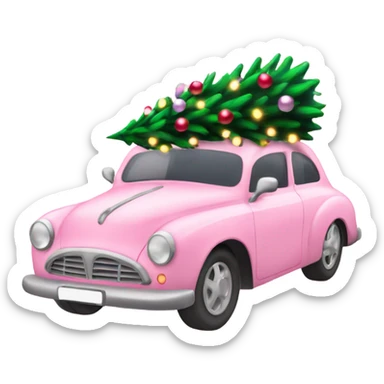 Christmas light pink car with Christmas tree sticker
