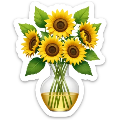 sunflower bouquet in a clear vase with scandinavian copenhagen vibe sticker