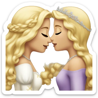 2 women princesses couple blonde kiss sticker