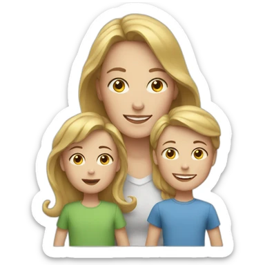 white woman with white 2 kids sticker