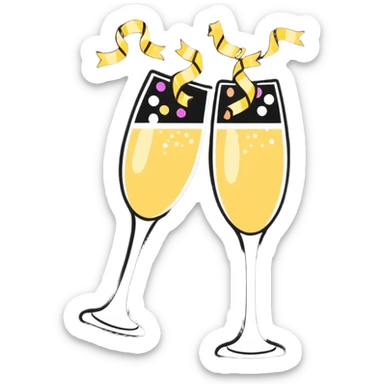 champagne toast celebration with confetti and streamers sticker