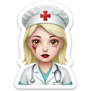 zombie nurse female with nurse hat and scrubs sticker
