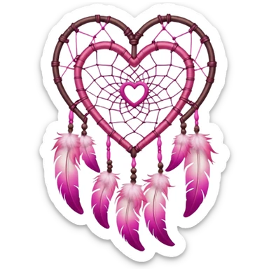 Pink ombre heart shaped dream catcher  sticker
